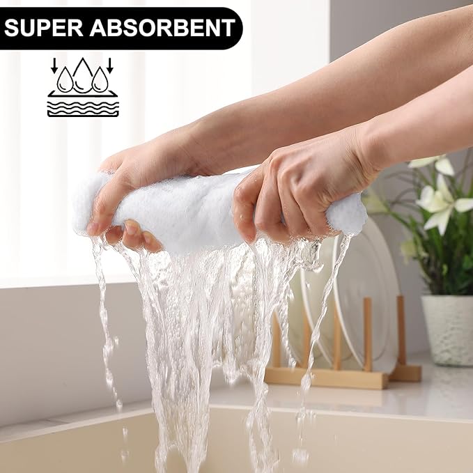 Homaxy Kitchen Towels and Dishcloths Set, 12 x 12 and 13 x 28 Inches, Set of 8 100% Cotton Waffle Weave Kitchen Towels, Super Soft and Absorbent Dish Cloths, White