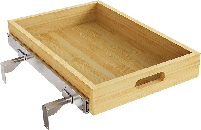 Pull Out Cabinet Organizer Upgrade, 15” W x 21” D Soft Close Slide Out Wood Drawer Storage Shelves for Kitchen, Base Cabinet Organization for Pantry, Finished, Heavy-Duty, Bottom & Side Assembly