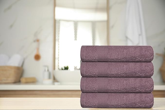 Premium Hand Towels Pack of 6 (16" x 30”) 100% Combed Ring Spun Cotton | Highly Absorbent Hand Towels Set | Ultra Soft for Home, Gym & Spa (Purple Ash)