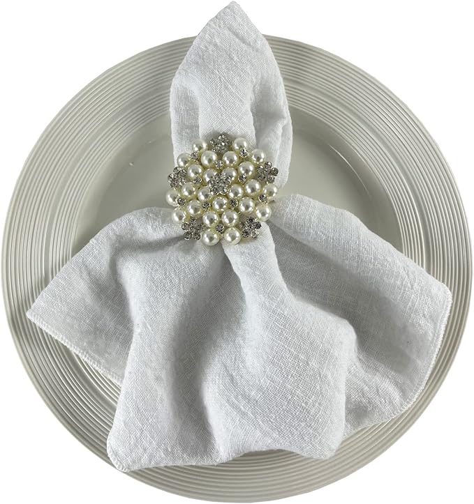 EHLDekol Gauze Cloth Napkins 6 Pack 16x16 Inches 100% Natural Soft Cotton Weddings Decorative Parties Family Everyday Use Bulk Linen Dinner Napkins (White, 6 Pack)
