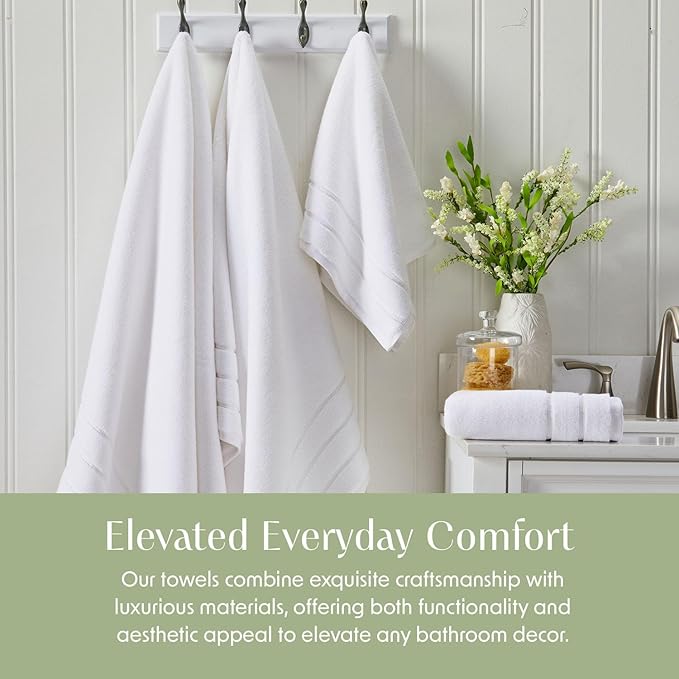 Springtree Home Luxury Turkish Cotton Bath Towels Set | 100% Turkish Cotton | Premium Bath Towels | Ultra Soft Thick Plush & Highly Absorbent | Luxury Hotel & Spa Bathroom Towels | Alpine White
