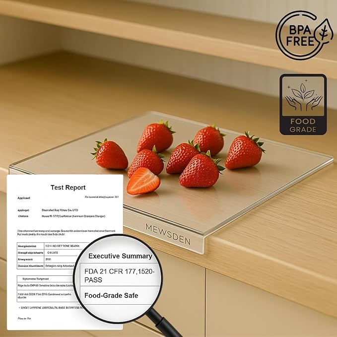 Acrylic Cutting Board with Counter Lip, Clear Cutting Boards for Countertop Protector, Non-Slip Cutting Board for Kitchen Counter, Aesthetic Kitchen Decor Gadgets House Warming Gifts(16.1"x12.5")