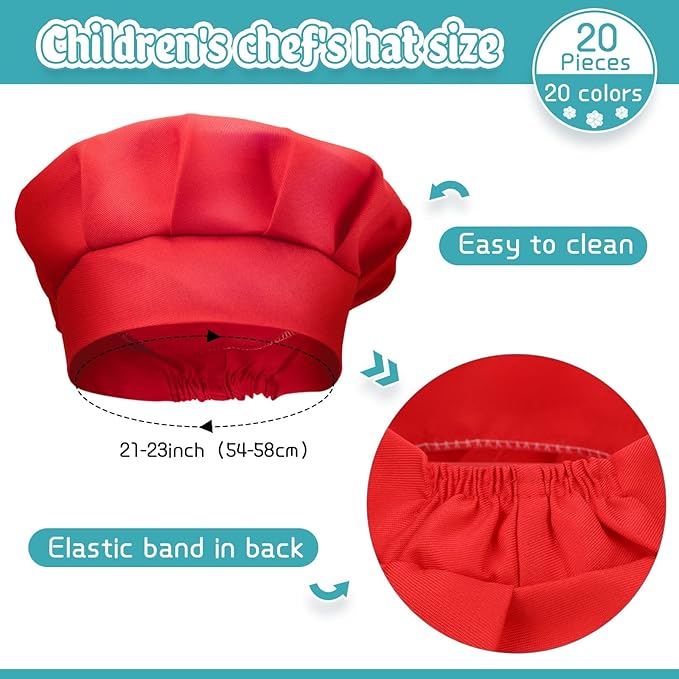 Handepo 40 Pcs Apron Chef Hat Set Aprons Chef 's Bib Apron Hats Bulk for Cooking Painting 7-13 Years