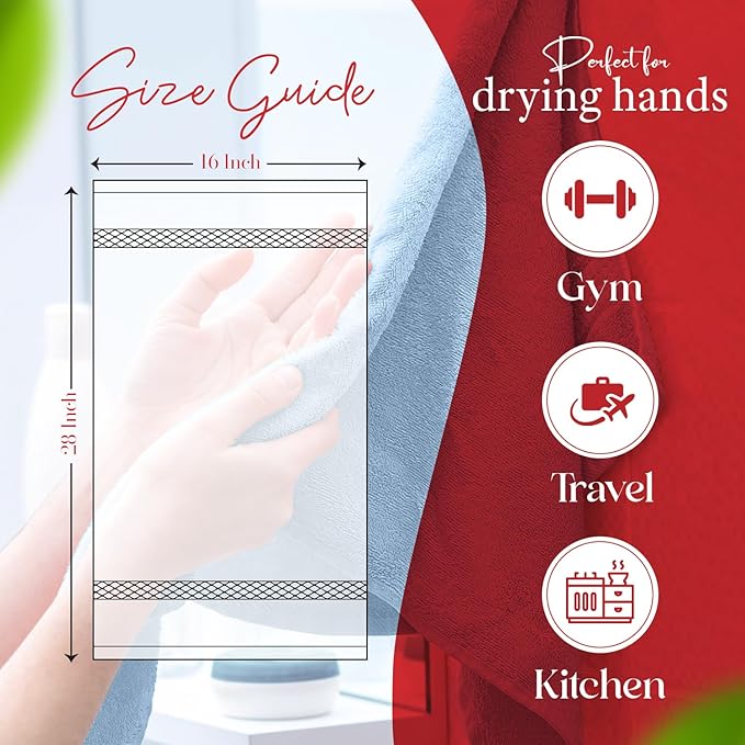 RIVERSIDE 6 Pack Premium Hand Towels Set, 16x28 inches, 100% Ring Spun Cotton, 600 GSM, Soft, Quick Dry and Highly Absorbent, Towels for Bathroom, Kitchen, Gym, Spa - M-Blue