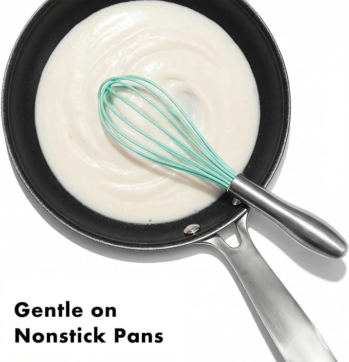 OYV 10-Inch Teal Silicone Whisk, Heat Resistant 480°F Kitchen Whisk with Stainless Steel Ergonomic Handle, Non-Scratch for Nonstick Cookware, Dishwasher Safe, Perfect for Blending, Cooking & Beating