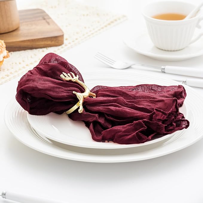 60 Pack Burgundy Cheesecloth Napkins Washable 21x21 Inches Burgundy Cloth Napkins Set of 60 Dinner Table Napkins for Wedding Bridal Baby Shower Rustic Boho Cotton Gauze Summer Party Table Decor