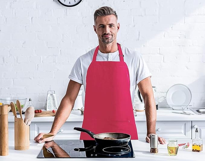 Utopia Kitchen 2 Pack Bib Apron, Adjustable with 2 Pockets, Water and Oil Resistant, Cooking Kitchen Chef Apron for Women Men