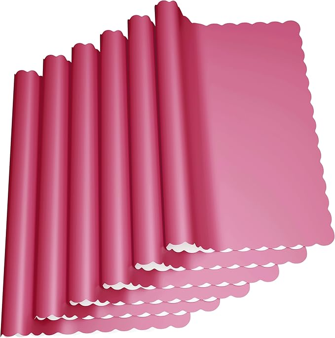 Paper Placemats - Disposable - Scalloped Edge (50, Pink)