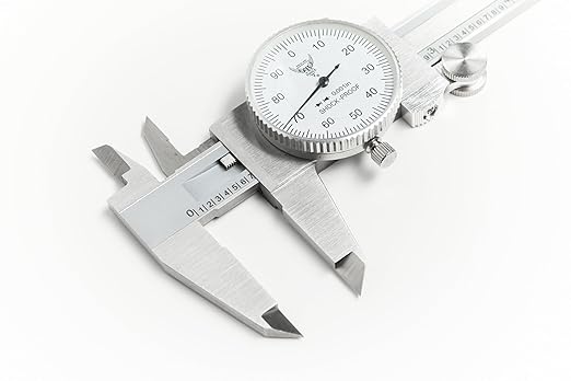 PEC Dial Caliper 0-6 Inch, Stainless Steel Precision Measuring Tool with Shock-Proof Dial, High Accuracy ±0.001"