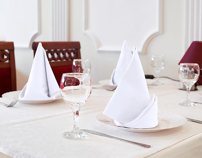 Utopia Kitchen White Cloth Napkins [24 Pack, 18x18 Inch] Absorbent Cotton Blend Washable and Reusable for Dinner, Restaurant, Lunch, Wedding and Hotel