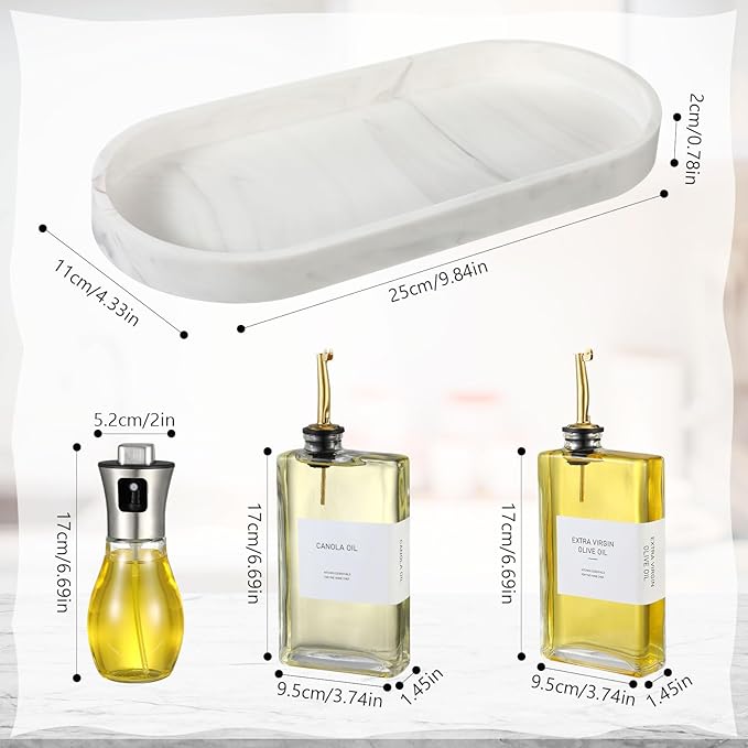 Hushee 2 Pcs 350ml Olive Oil Dispenser Bottle for Kitchen & 1 PC 200ml Oil Sprayer for Cooking with Silicone Funnel, Tray, Stickers, Coffee Syrup Dispenser for Soy Sauce Salad Air Fryers