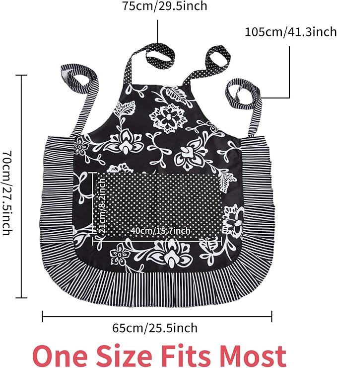 Vintage Floral Apron for Women with Functional Pockets Adjustable Neck Strap for Cooking Baking Mother's Gift