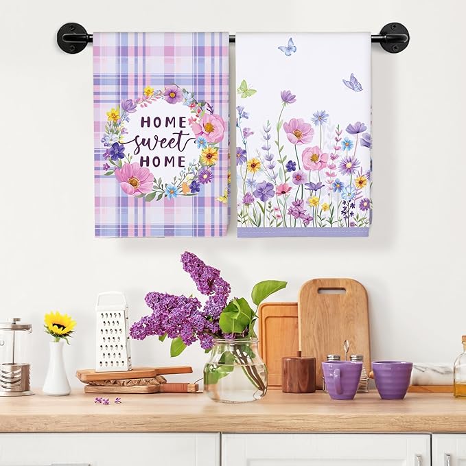 Spring Summer Butterfly Tea Towels, Cotton Kitchen Towel 18.9 × 27.5 inch, Quick Drying Dish Cloth for Party Anniversary Holiday Decoration, Housewarming Gifts for Mom