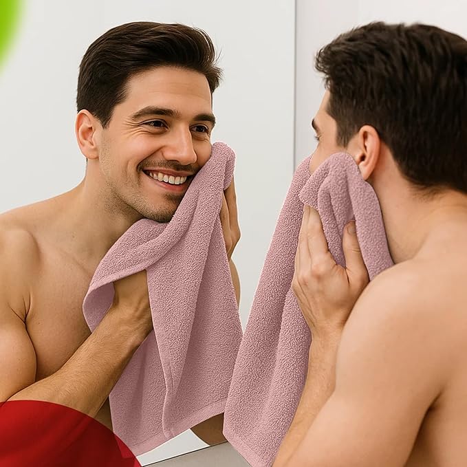 RIVERSIDE 6 Pack Premium Hand Towels Set, 16x28 inches, 100% Ring Spun Cotton, 600 GSM, Soft, Quick Dry and Highly Absorbent, Towels for Bathroom, Kitchen, Gym, Spa - Blush Pink