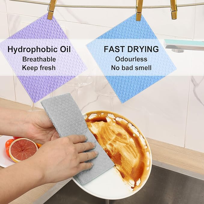 10 Packs Swedish Dishcloths for Kitchen, Reusable Paper Towels Compostable Swedish Dish Clothes for Kitchen and Household Use