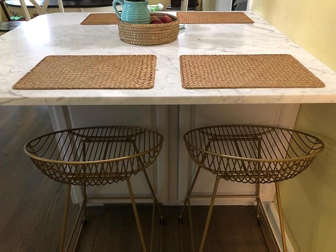 8 Pack Rectangular Woven Placemats, Rattan Wicker Table Mats, 17" x 12", Natural Seagrass Place Mats for Dining Table
