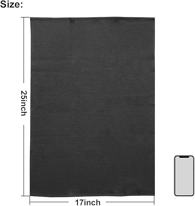 QUILTINA Dish Towels Set - 17 x 25 Inches 6 Pack Black 100% Cotton Waffle Weave Kitchen Towels, Ultra Soft Absorbent Quick Dish Towels for Kitchen Drying and Cleaning