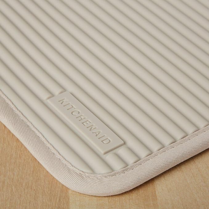 KitchenAid Ribbed Soft Silicone Pot Holder 2-Pack Set, Milkshake Tan, 7"x9"