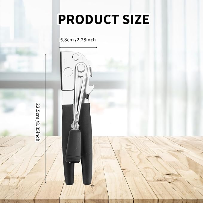 2 Pack Commercial Can Opener Manual Heavy Duty, Stainless Steel Handheld Can Openers for Large Cans, Smooth Edge Crank Can Opener for Kitchen
