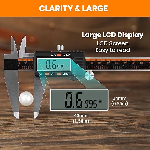 HARDELL Digital Caliper 12 Inch, Stainless Steel Caliper Measuring Tool with Large LCD Screen, Auto-Off Feature, Inch/Millimeter, Electronic Vernier Caliper for DIY, Jewelry, Parts, 3D Printing
