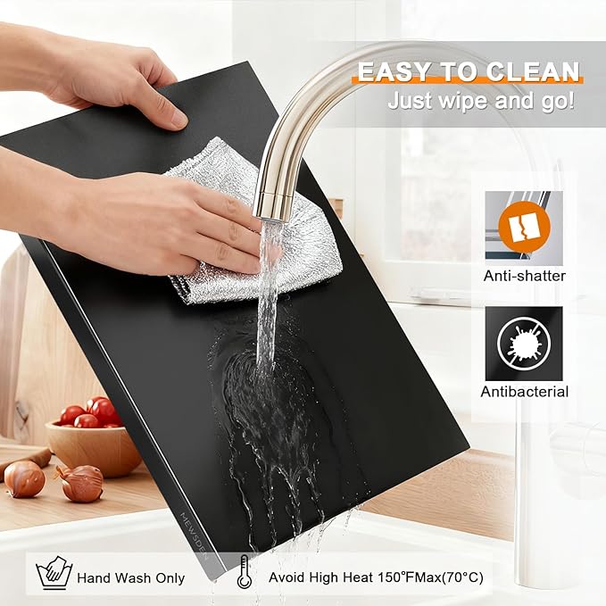 Black Cutting Boards for Kitchen, Acrylic Cutting Board with Counter Lip Countertop Protector, Non-Slip Tablas Para Picar Cocina, Kitchen Decor Apartment Essentials House Warming Gifts(20"x16")
