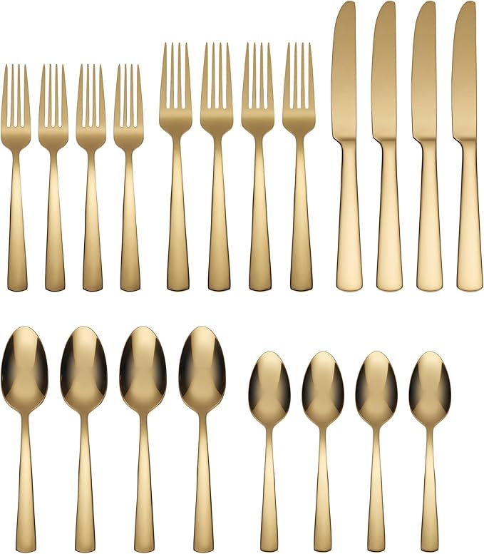Oneida B1024020AL20 Aptitude Gold 20 Piece Everyday Flatware Set, Service For 4