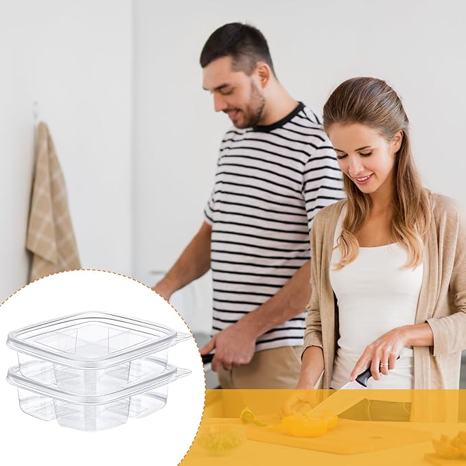 50 Pcs Disposable Bento Snack Containers with Lids, 4 Compartment Divided Lunchable Containers, Leakproof Food Prep Containers for Meal Prep, Take-Out Travel Work, BPA Free