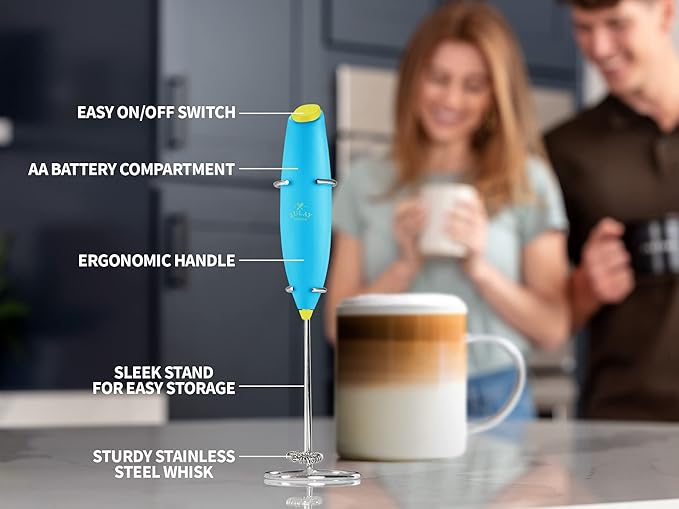 Zulay Kitchen Powerful Milk Frother Wand - Ultra Fast Handheld Drink Mixer - Electric Whisk Foam Maker for Coffee, Lattes, Cappuccino, Matcha & Creamer