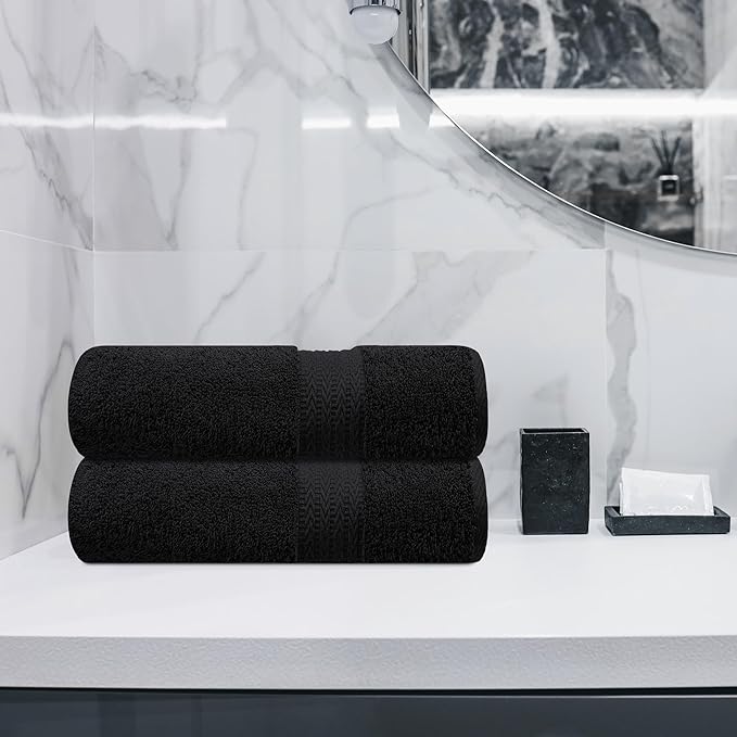 Oversized Bath Sheet 35 x 75 Pack of 2 | 450 GSM Quick Dry and Highly Absorbent | 100% Cotton Terry Towels for Bathroom - Perfect for Shower - Pool and Spa - Luxury Soft Towels - Charcoal Grey