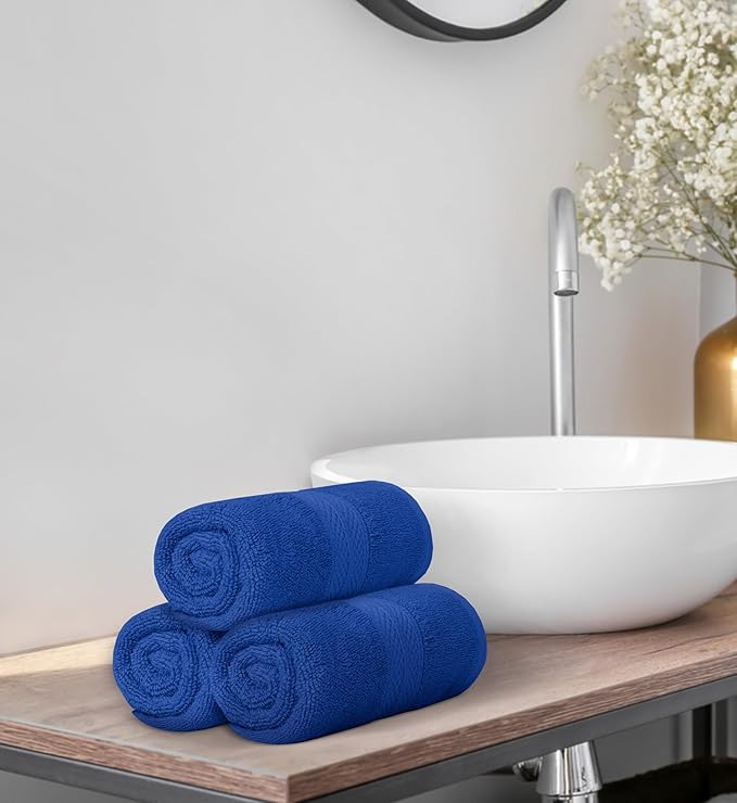 Avalon Towels Luxury Hand Towels Size 16x28 Inches Pack of 6 - Premium Cotton, Soft and Highly Absorbent Hand Towels for Bathroom, 600 GSM Face Towels, Hotel & Spa Quality, Quick Dry (Royal Blue)