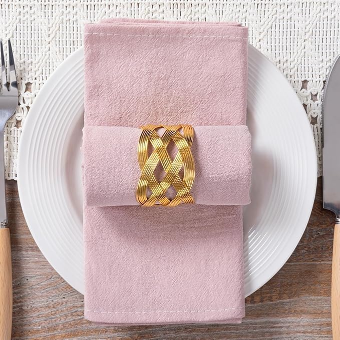 MLMC 8 Pack Pink Cloth Napkins Rustic Washable Cotton Linen Napkins Set of 8 Dusty Pink 17"x17" Reusable Dinner Napkins Cloth for Wedding Bridal Shower Reception