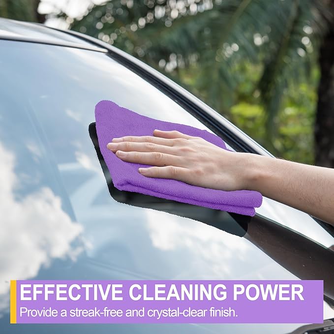 Microfiber Cleaning Cloth, 12 Pack Purple Cleaning Rags,12" X 11" Lint Free Dish Towels Wash Cloths, Reusable Microfiber Towels for Home and Kitchen Bathroom Apartment Cleaning Supplies