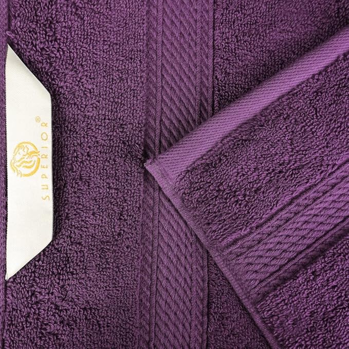SUPERIOR Egyptian Cotton Pile 3 Piece Towel Set, Includes 1 Bath, 1 Hand, 1 Face Towel/Washcloth, Ultra Soft Luxury Towels, Thick Plush Essentials, Guest Bath, Spa, Hotel Bathroom, Plum