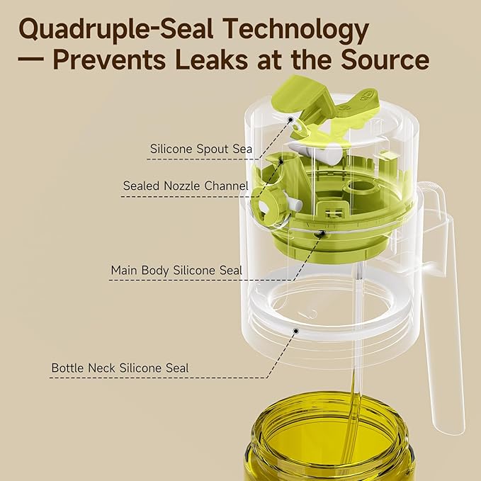 Oil Sprayer 16oz/500ml, 2 in 1 Spray and Pour Oil Bottle, Olive Oil Spray Bottle for Cooking, Kitchen Oil Sprayer for Air Fryer Salad Grilling Baking, Even Spray Oil Control（Green）