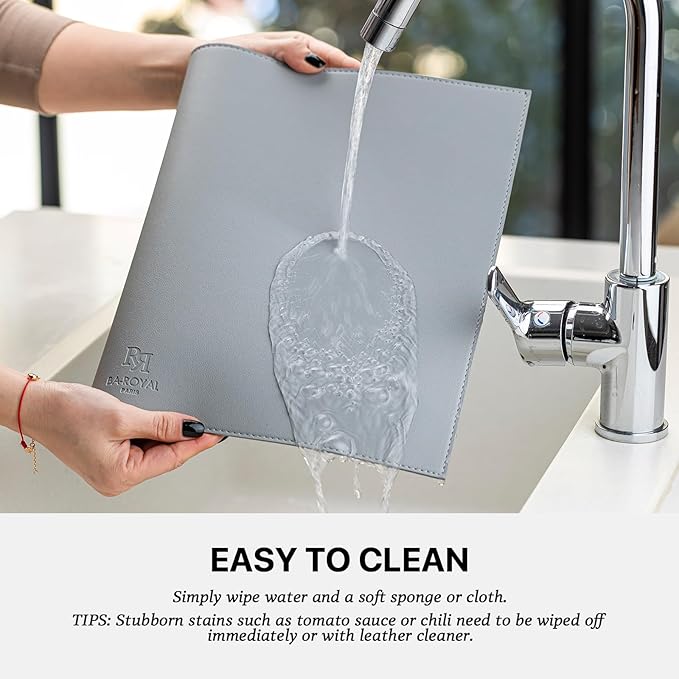 Faux Leather Placemats Set of 6 Vinyl Washable Wipeable Table Mats for Kitchen Dining Table Heat Resistant Waterproof Modern Indoor/Outdoor Placemats Non-Slip Easy Clean Place Mats (Gray)