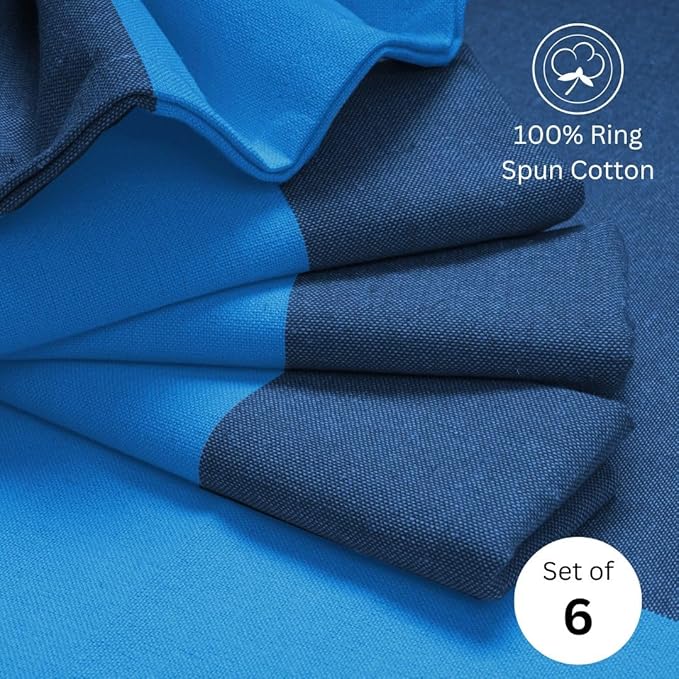Cloth Dinner Napkins 100% Cotton Set of 6 - Soft Durable Reusable Table Napkins - for Dining Weddings Parties Holidays Easter and Everyday Use - 18x18 Inch Cloth Napkins Blue