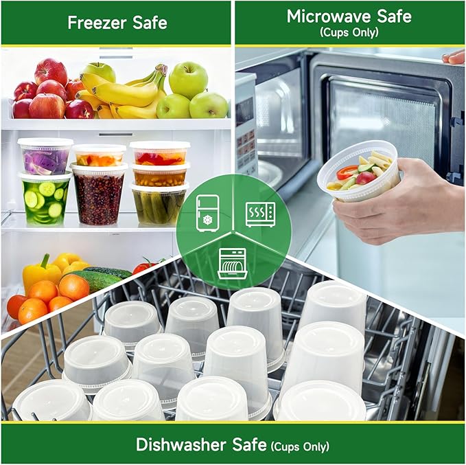 Dealusy 50 Set 24 oz Deli Containers with Lids, Leak-Proof BPA Free Plastic Take Out Bowls, Food Storage Containers for Takeout Meal Prep Storage, Freezer, Microwave & Dishwasher Safe