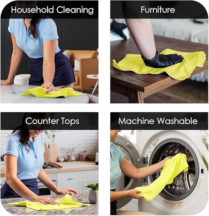 48 Pack 16'x16' Microfiber Household Cleaning Cloths - Multi-Purpose, Machine Washable, Absorbent Towels for Kitchen, Car, Home Appliances (16x16 48pk)