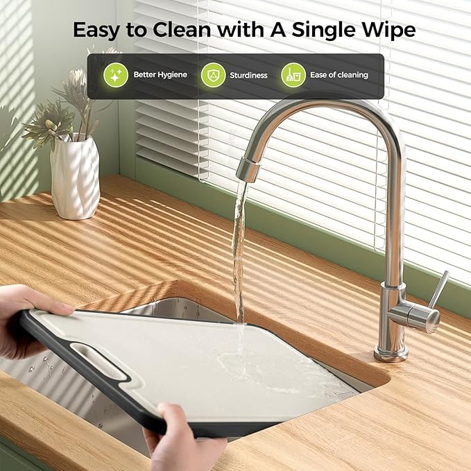 Sumzzz Titanium Cutting Board for Kitchen, Non Toxic 2-in-1 Cutting Board Double Sided Food Grade Pure Titanium, Knife Friendly Easy to Clean Large Size 15”×10.3”