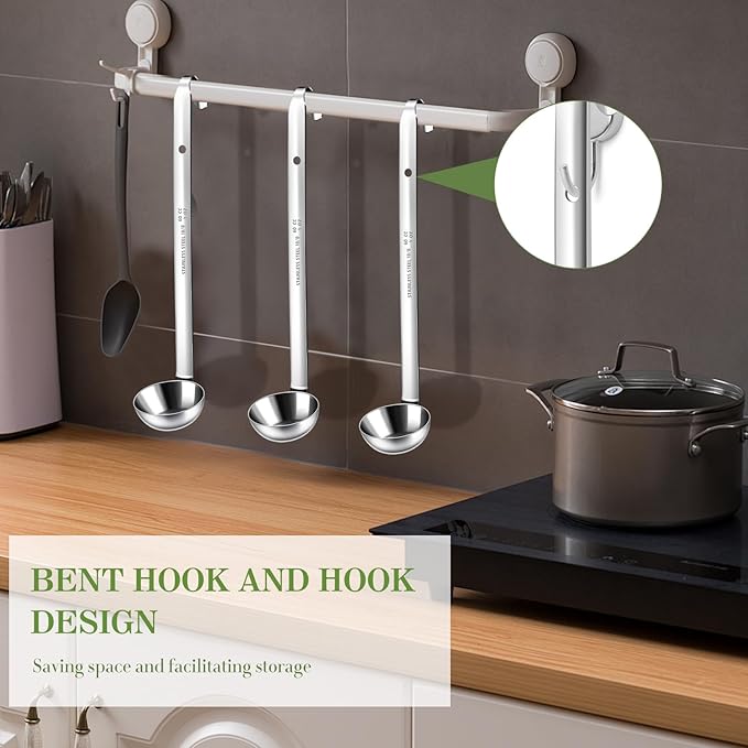 8 PCS Stainless Steel Ladle Soup Handle Ladle with Pouring Rim for Kitchen Cooking Soup Sauce (1 oz)