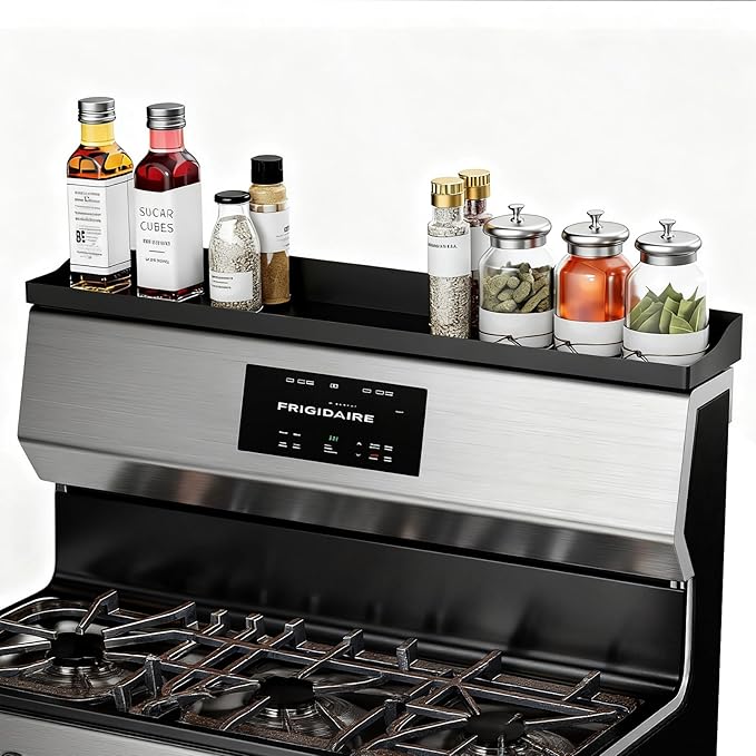 Foeacry 30" Magnetic Stove Top Shelf - Stainless Steel Magnetic Spice organizer for above the Over stove shelf kitchen small space solutions