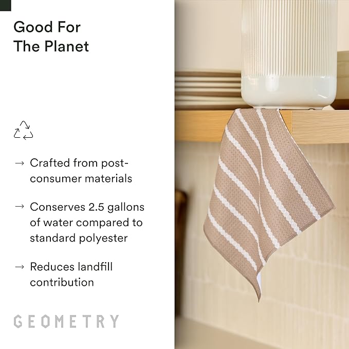 GEOMETRY Dishcloth – Evergreen Collection – Quick-Dry, Ultra-Absorbent, Reusable Microfiber Kitchen Towels for Drying & Cleaning - Pebble Play - 3 Pack