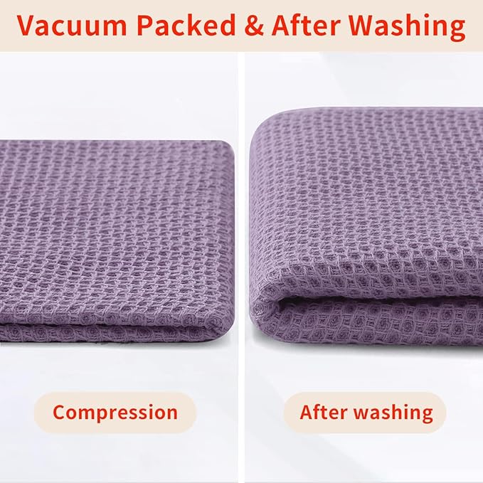 Homaxy 100% Cotton Waffle Weave Kitchen Dish Towels, Ultra Soft Absorbent Quick Drying Cleaning Towel, 13 x 28 Inches, 12-Pack, Lavender