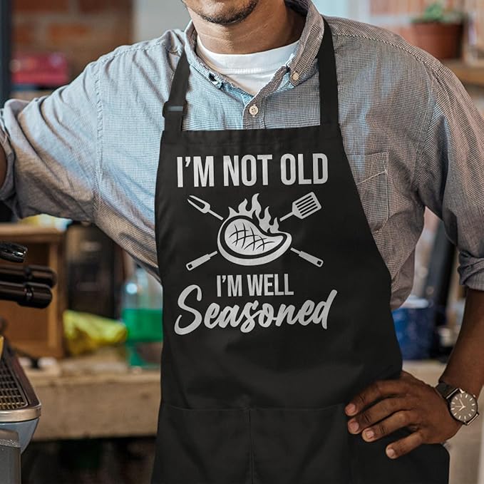 SANDJEST Funny Apron for Dad - Birthday Father’s Day Cooking Grilling Gifts for Mens