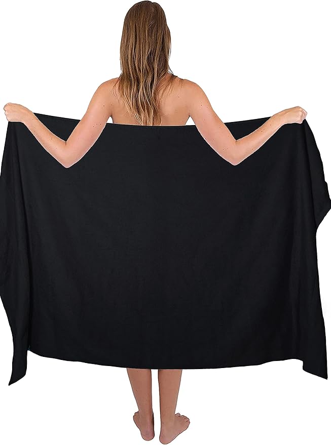 Belizzi Home Premium Cotton Oversized 2 Pack Bath Sheet 35x70-100% Pure Cotton - Ideal for Everyday use - Ultra Soft & Highly Absorbent - Machine Washable - Black