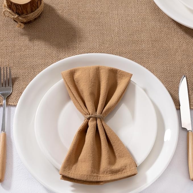 MLMW Caramel Cloth Napkins Set of 6 Cotton Spring Easter Napkins Cloth Bulk Washable Dinner Napkins 16"×16" for Wedding Party Baby Bridal Shower Birthday Table Decor