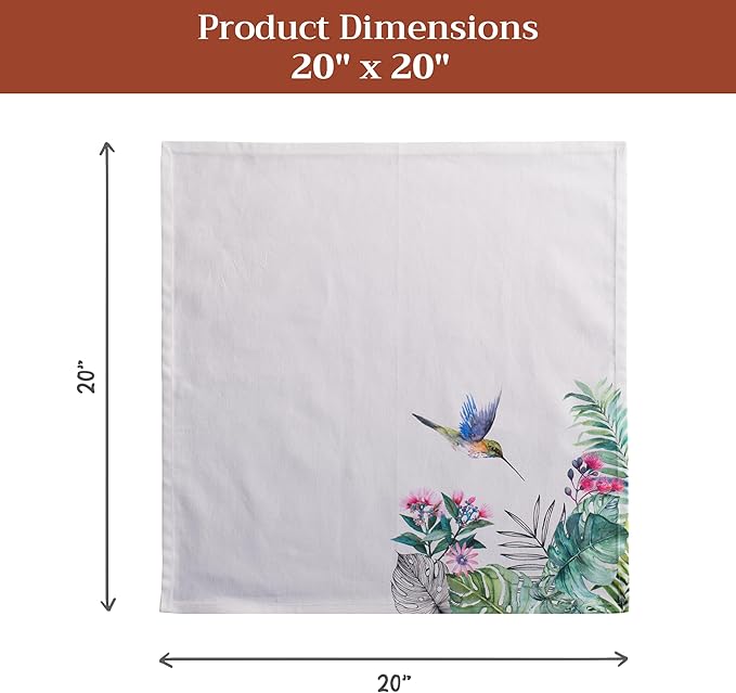 Maison d' Hermine Cloth Napkins Set of 4 100% Cotton Everyday Reusable Square Napkins Cloth Washable Dinner Party Wedding Restaurant Gifts for Mothers Day Spring/Summer (Tropiques, 20" x 20")