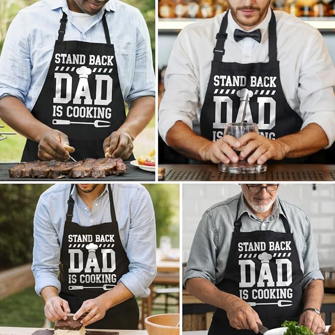SANDJEST Funny Apron for Dad - Birthday Father’s Day Cooking Grilling Gifts for Mens