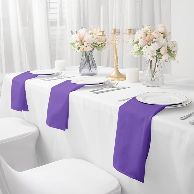 Bailarina Cloth Napkins Set of 120,17x17 inches Dinner Napkins Cloth Washable,Polyester Square Table Cloth Napkin Bulk with Hemmed Edges Ideal for Banquets, Parties and Weddings-Purple