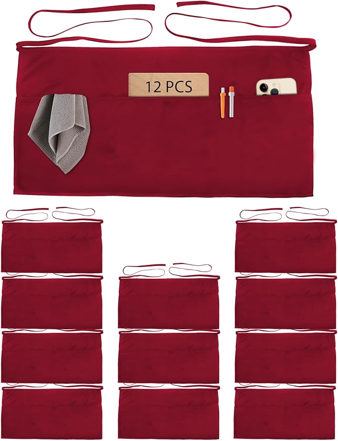 Xeoxarel Aprons with 4 Pockets (Available in 3 Pack / 7 Pack) 23.5'' X 11.5''